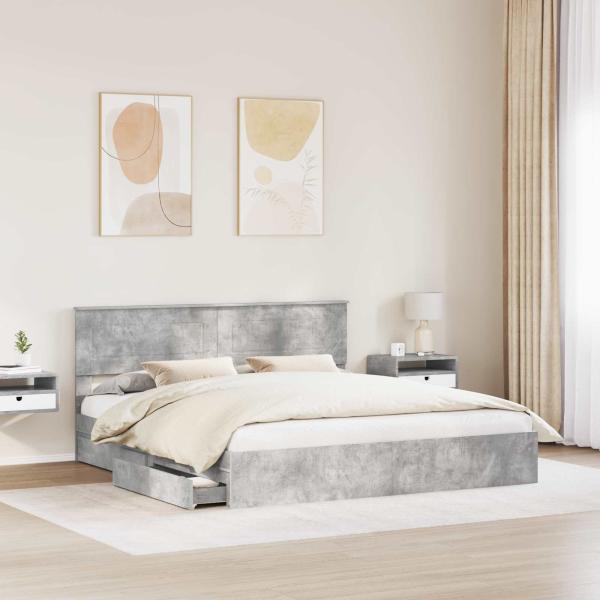 Aufbewahrungsbett Beton Grau 180 x 200 cm Holzwerkstoff