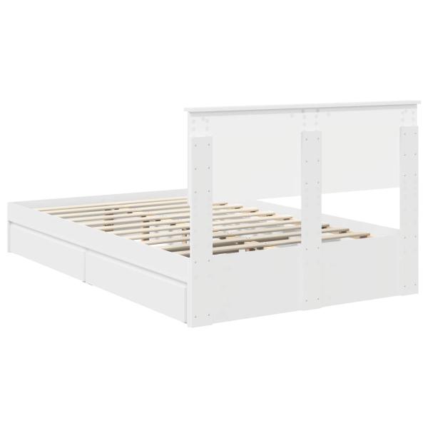 Aufbewahrungsbett mit Kopfteil Weiß 120 x 190 cm Holzwerkstoff
