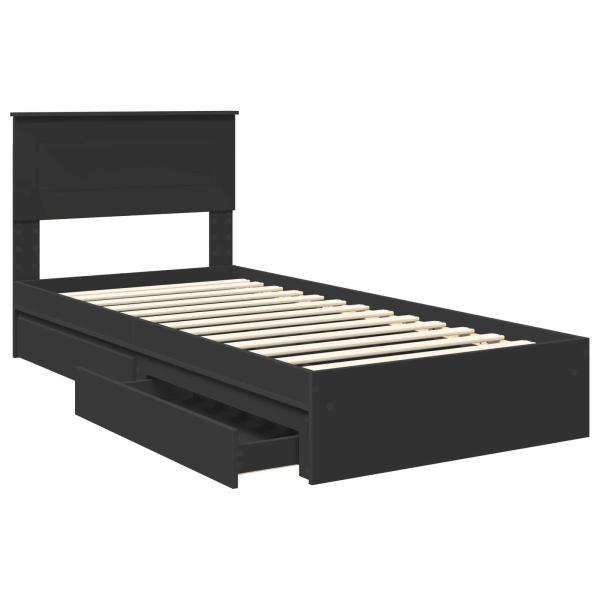 Aufbewahrungsbett Verstellbar Schwarz 90 x 190 cm Holzwerkstoff