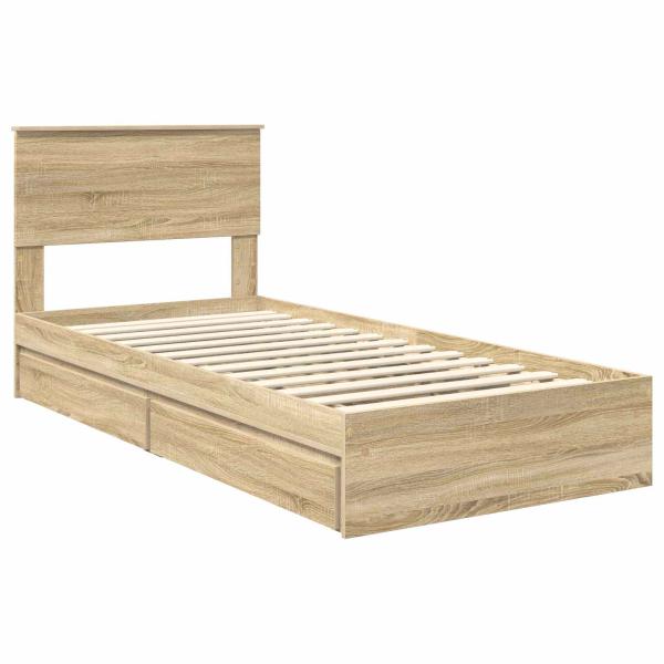 Aufbewahrungsbett Sonoma-Eiche 90 x 190 cm Holzwerkstoff
