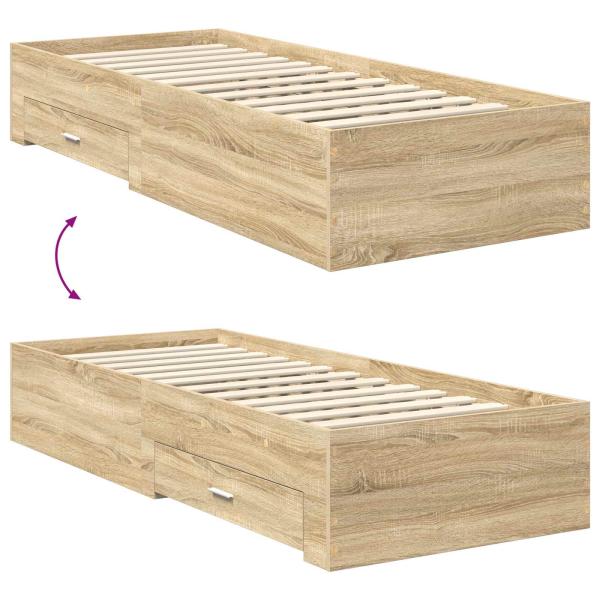 Bettrahmen Sonoma Eiche und Silber 75 x 190 cm Holzwerkstoff