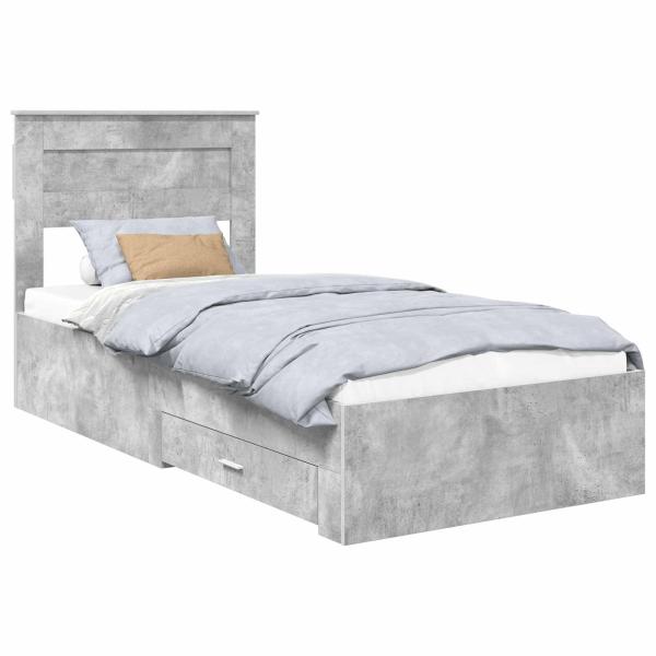 Bettrahmen Beton Grau und Silber 75 x 190 cm Holzwerkstoff