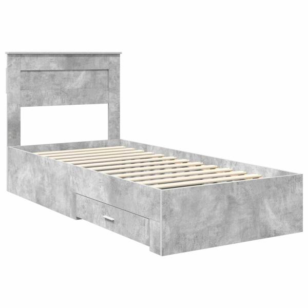 Bettrahmen Beton Grau und Silber 75 x 190 cm Holzwerkstoff