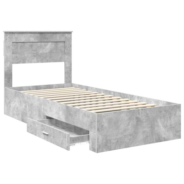 Bettrahmen Beton Grau und Silber 75 x 190 cm Holzwerkstoff