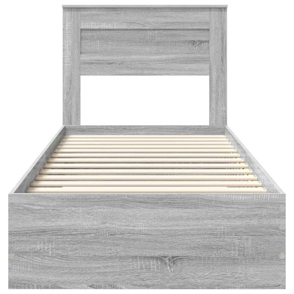 Bettrahmen Graue Sonoma und Silber 75 x 190 cm Holzwerkstoff