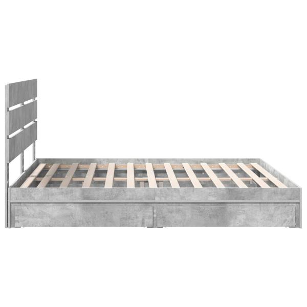 Aufbewahrungsbett Beton Grau 200 x 200 cm Holzwerkstoff
