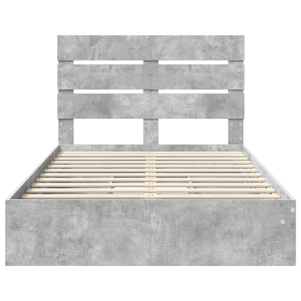 Aufbewahrungsbett Beton Grau 135 x 190 cm Holzwerkstoff