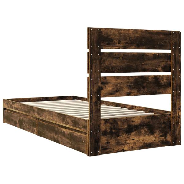 Aufbewahrungsbett Geräucherte Eiche 90 x 190 cm Holzwerkstoff