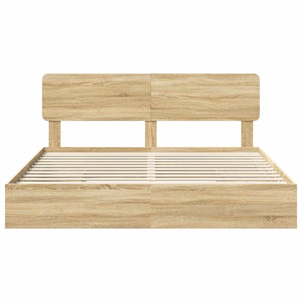 Aufbewahrungsbett Sonoma-Eiche 200 x 200 cm Holzwerkstoff