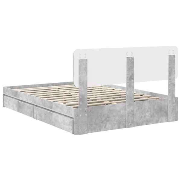 Aufbewahrungsbett Beton Grau 150 x 200 cm Holzwerkstoff