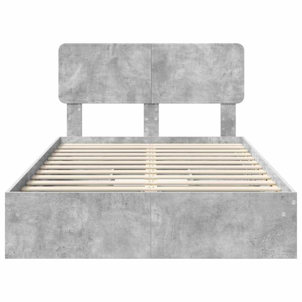 Aufbewahrungsbett Beton Grau 135 x 190 cm Holzwerkstoff