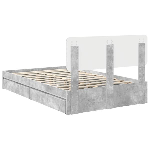 Aufbewahrungsbett Beton Grau 135 x 190 cm Holzwerkstoff