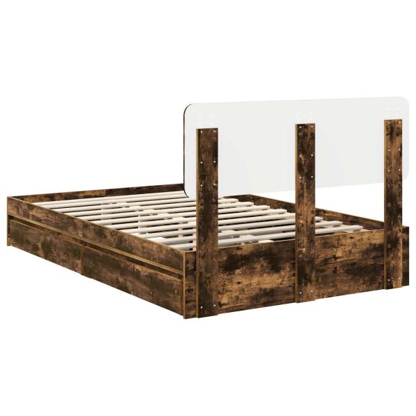 Aufbewahrungsbett Geräucherte Eiche 135 x 190 cm Holzwerkstoff