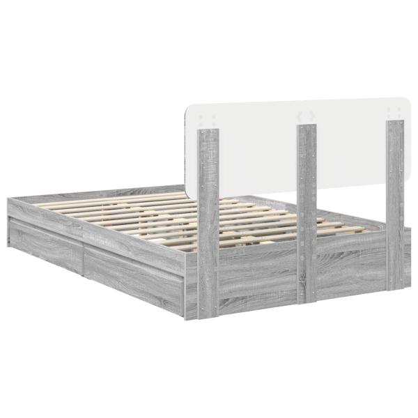 Aufbewahrungsbett Graues Sonoma 135 x 190 cm Holzwerkstoff