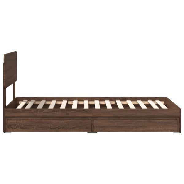 Aufbewahrungsbett Braun Eichen-Optik 100 x 200 cm Holzwerkstoff