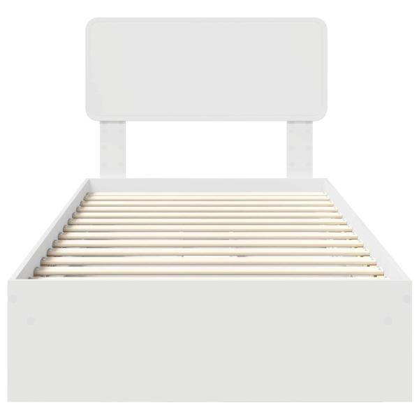 Aufbewahrungsbett mit Kopfteil Weiß 90 x 200 cm Holzwerkstoff