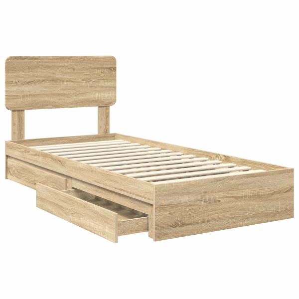 Aufbewahrungsbett Sonoma-Eiche 90 x 200 cm Holzwerkstoff