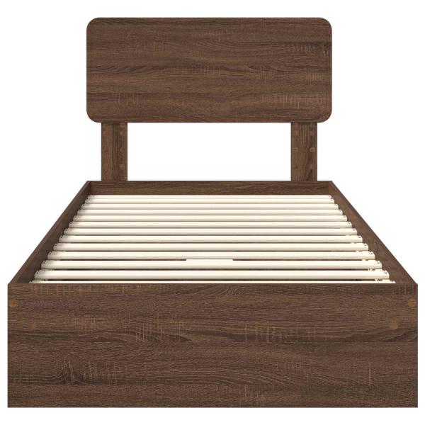 Aufbewahrungsbett Braun Eichen-Optik 90 x 200 cm Holzwerkstoff