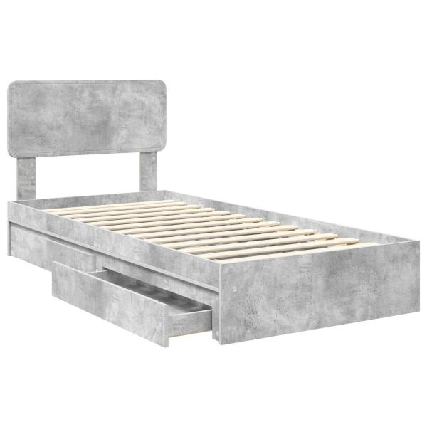 Aufbewahrungsbett Beton Grau 90 x 190 cm Holzwerkstoff