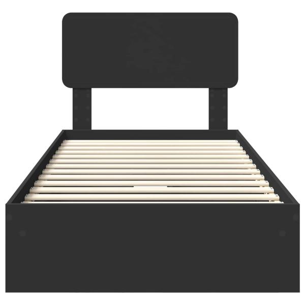 Aufbewahrungsbett Schwarz 75 x 190 cm Holzwerkstoff