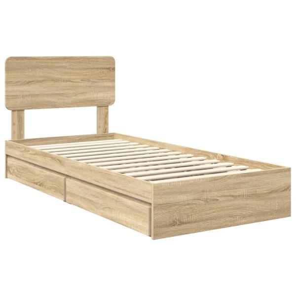 Aufbewahrungsbett Sonoma-Eiche 75 x 190 cm Holzwerkstoff