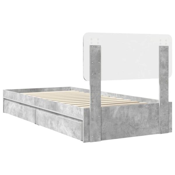 Aufbewahrungsbett Beton Grau 75 x 190 cm Holzwerkstoff