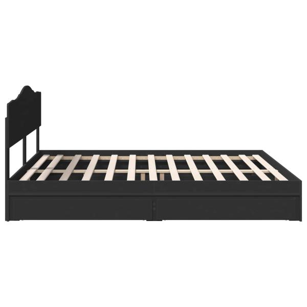 Aufbewahrungsbett Schwarz 200 x 200 cm Holzwerkstoff