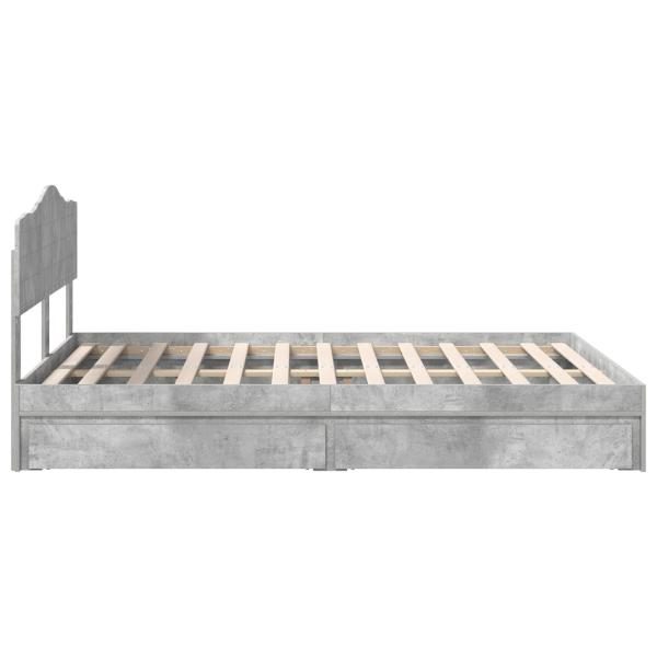 Aufbewahrungsbett Beton Grau 150 x 200 cm Holzwerkstoff