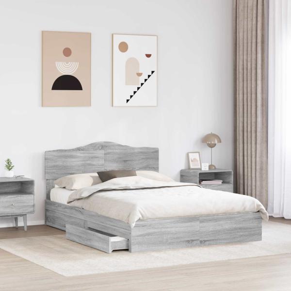 Aufbewahrungsbett Graues Sonoma 140 x 200 cm Holzwerkstoff
