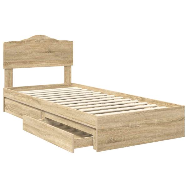 Aufbewahrungsbett Sonoma-Eiche 90 x 200 cm Holzwerkstoff