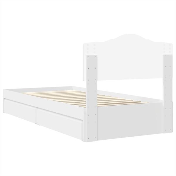 Aufbewahrungsbett mit Kopfteil Weiß 90 x 190 cm Holzwerkstoff