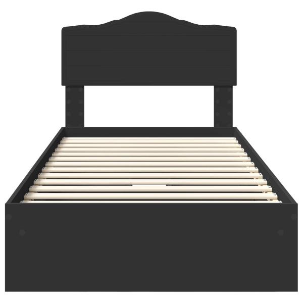 Aufbewahrungsbett Schwarz 90 x 190 cm Holzwerkstoff