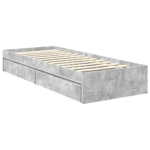 Aufbewahrungsbett Beton Grau 75 x 190 cm Holzwerkstoff