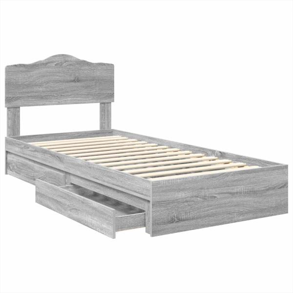 Aufbewahrungsbett Graues Sonoma 70 x 190 cm Holzwerkstoff