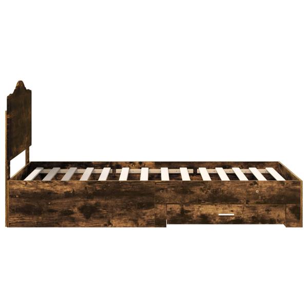 Bettrahmen Geräucherte Eiche 75 x 190 cm Holzwerkstoff