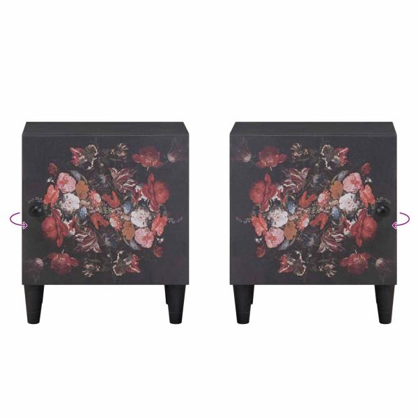 Nachttisch mit Tür 2 pcs Schwarz 40 x 33 x 46 cm