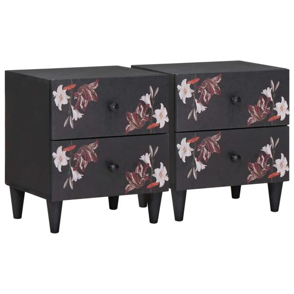 ARDEBO.de - Nachttisch 2 pcs Braun 40 x 33,5 x 46 cm Massivholz Mango