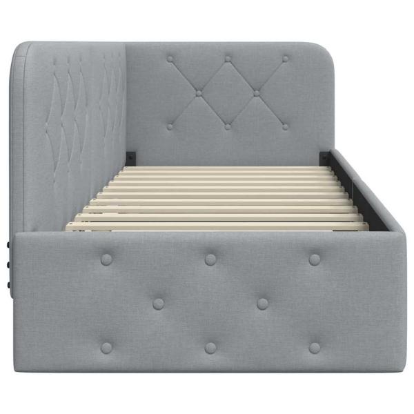 Eckbettgestell mit Kopfteil Hellgrau 80 x 200 cm Stoff