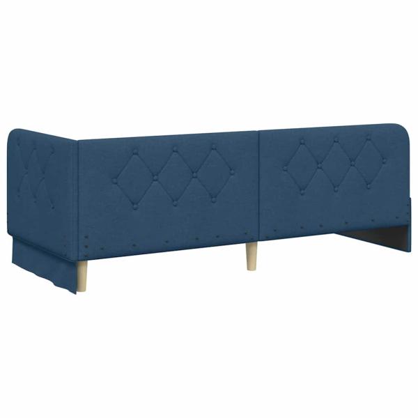 Eckbettgestell mit Kopfteil Blau 80 x 200 cm Stoff