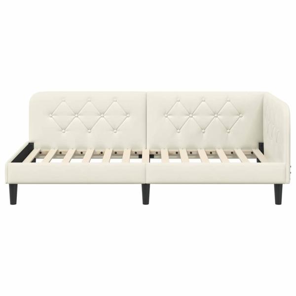 Eckbettgestell mit Kopfteil Creme 90 x 190 cm Samt