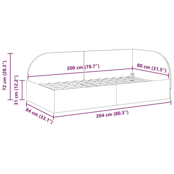 Eckbettgestell mit Kopfteil Türkis 80 cm x 200 cm Stoff