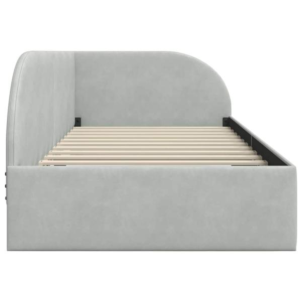 Eckbettgestell mit Kopfteil Hellgrau 90 cm x 190 cm Stoff