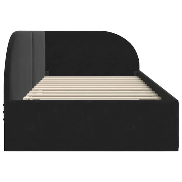 Eckbettgestell mit Kopfteil Schwarz 90 cm x 190 cm Stoff