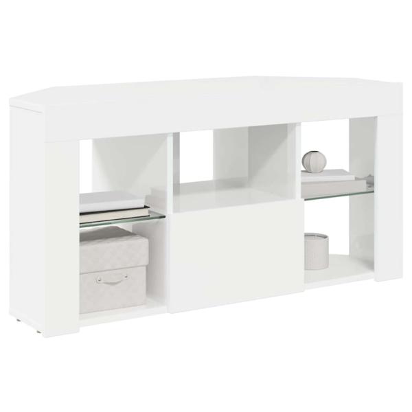 Eck-LED-TV-Schrank Wandmontiert Hochglanz Weiß 105 x 40 x 68 cm