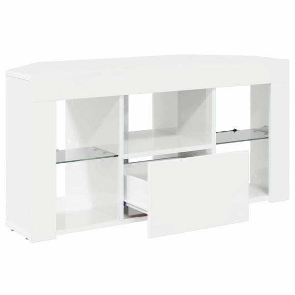 Eck-LED-TV-Schrank Wandmontiert Hochglanz Weiß 105 x 40 x 68 cm