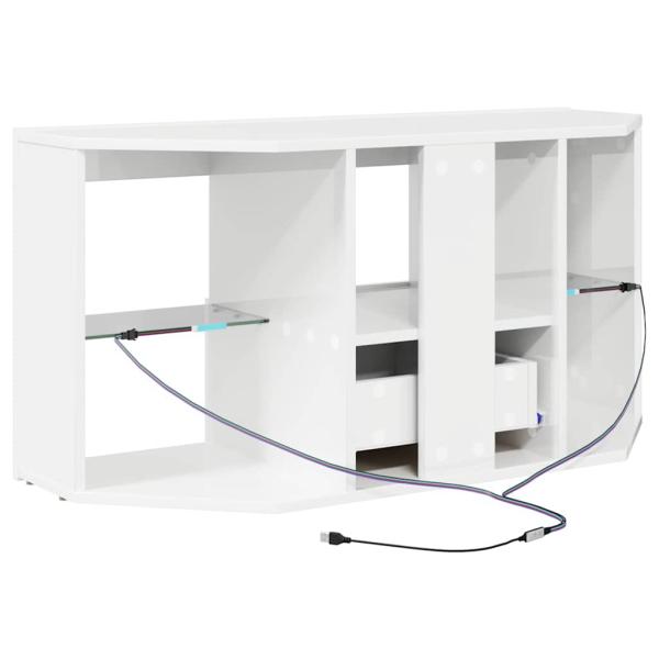 Eck-LED-TV-Schrank Wandmontiert Hochglanz Weiß 105 x 40 x 68 cm