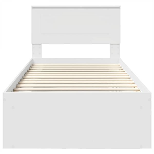 Bettrahmen mit Kopfteil Weiß 100 x 200 cm Holzwerkstoff
