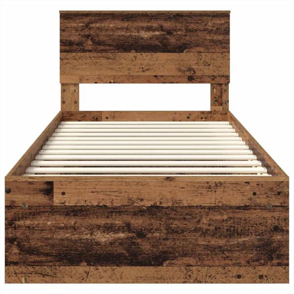 Bettrahmen mit Kopfteil Altholz 100 x 200 cm Holzwerkstoff