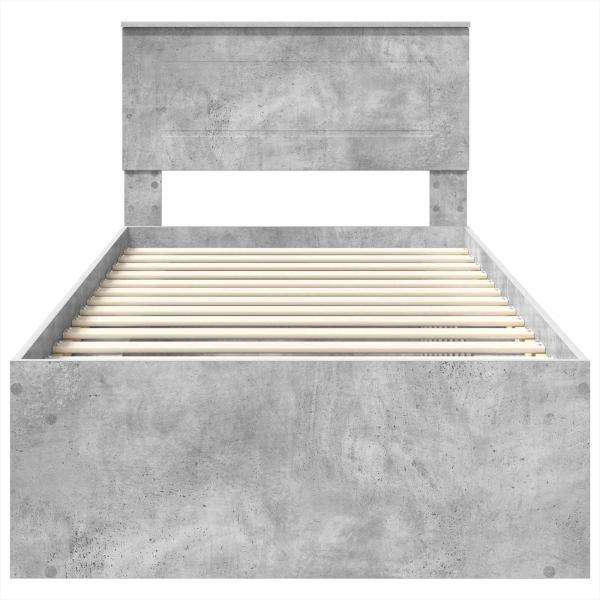 Bettrahmen mit Kopfteil Beton Grau 90 x 190 cm Holzwerkstoff
