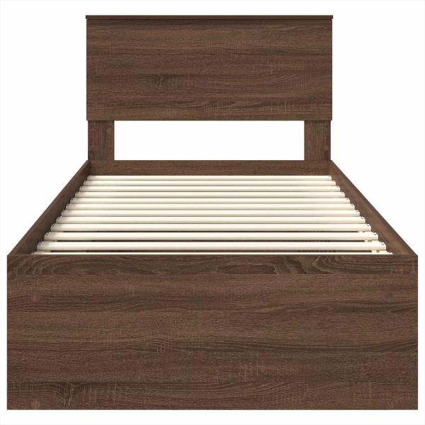 ARDEBO.de - Bettrahmen Braun Eichen-Optik 75 x 190 cm Holzwerkstoff